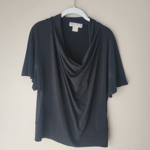 MICHAEL Michael Kors Black Cowl Neck Short Sleeved Shirt Size Medium